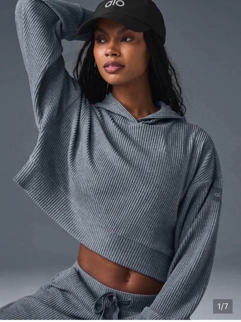 ALO Yoga Muse Cropped Ribbed Hoodie